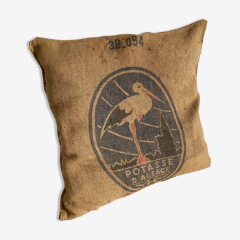 Cushion old hemp canvas "Potash d'Alsace"