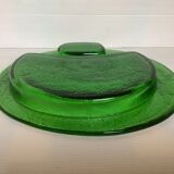 Handcrafted thick green glass empty pocket