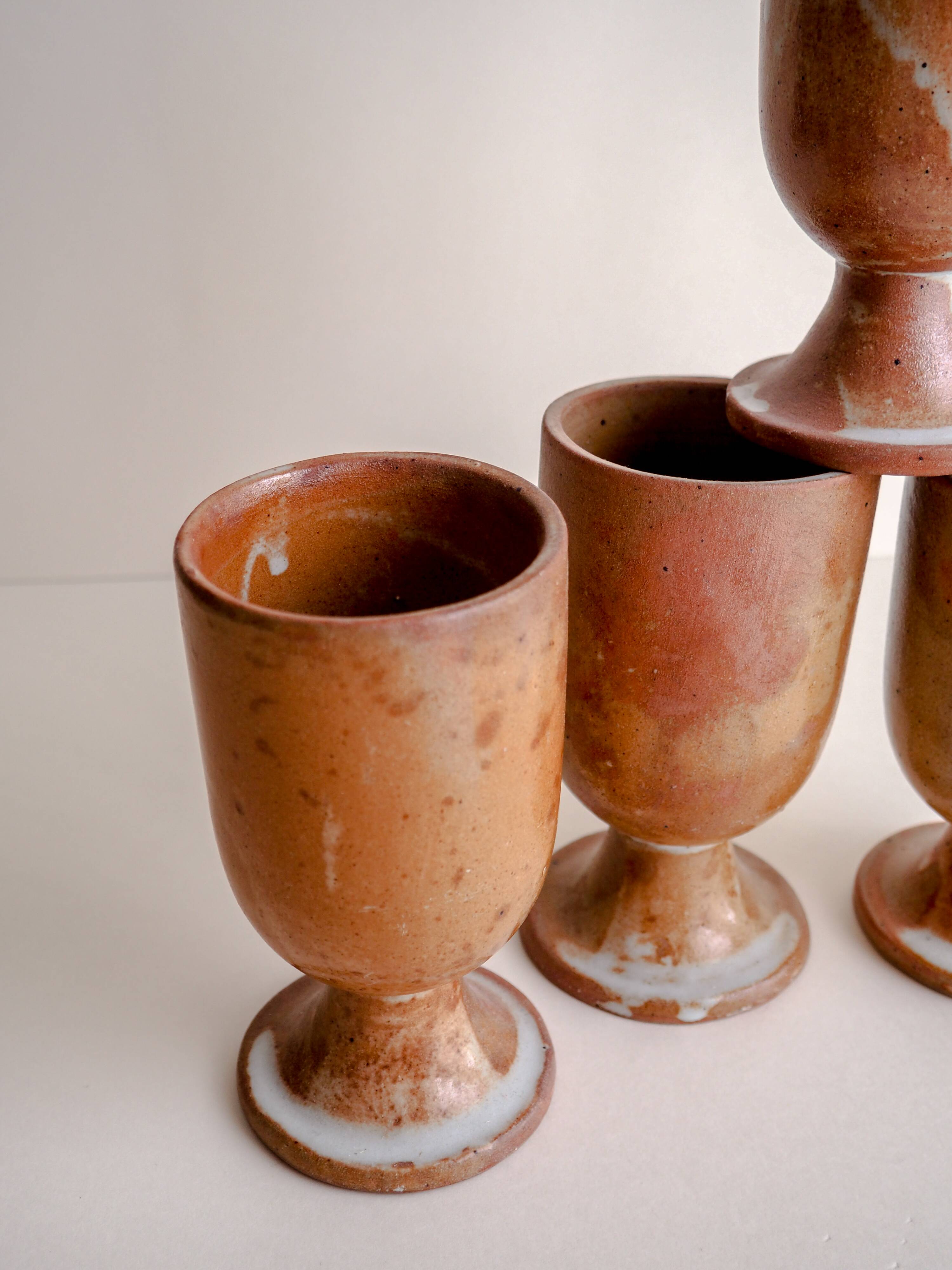 Set of 4 Mazagran stoneware mugs