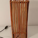 Lampe à poser en osier et lin