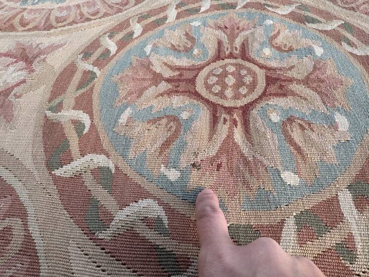Aubusson style knotted rug 312x245 cm
