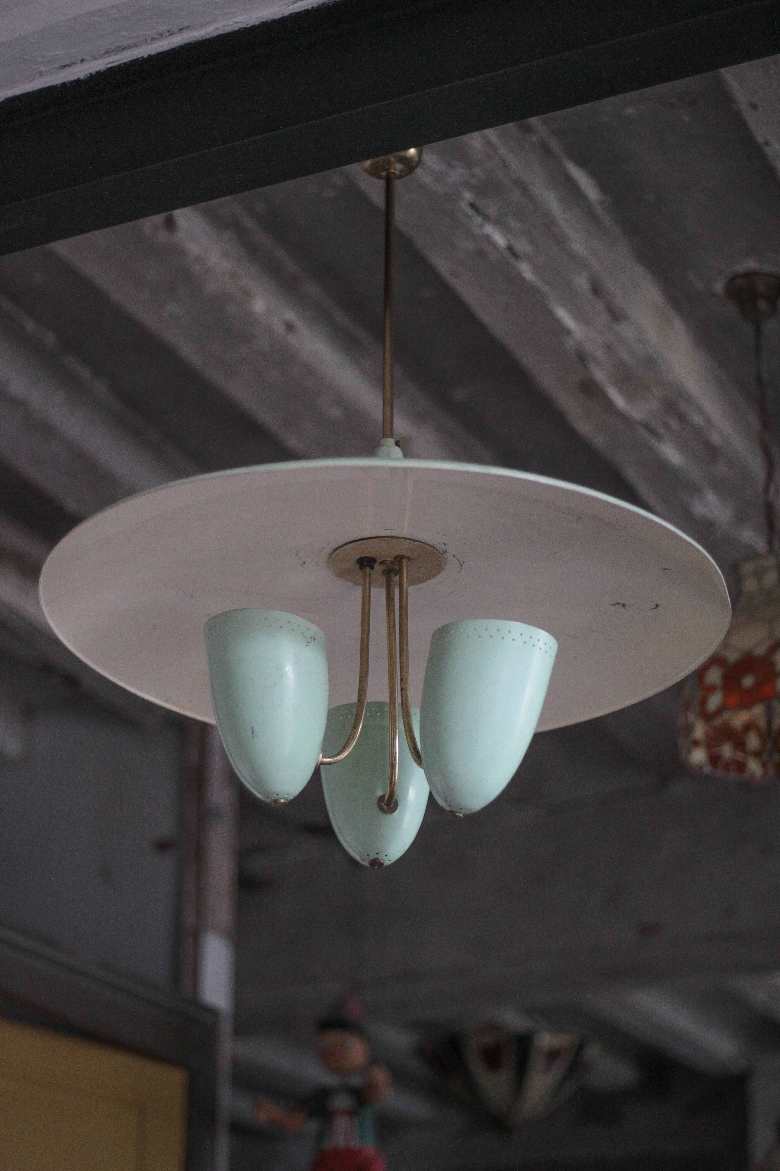 Vintage lacquered metal pendant from the 1950s, Herman Busquet for Hala.