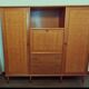 Wooden and rattan wardrobe