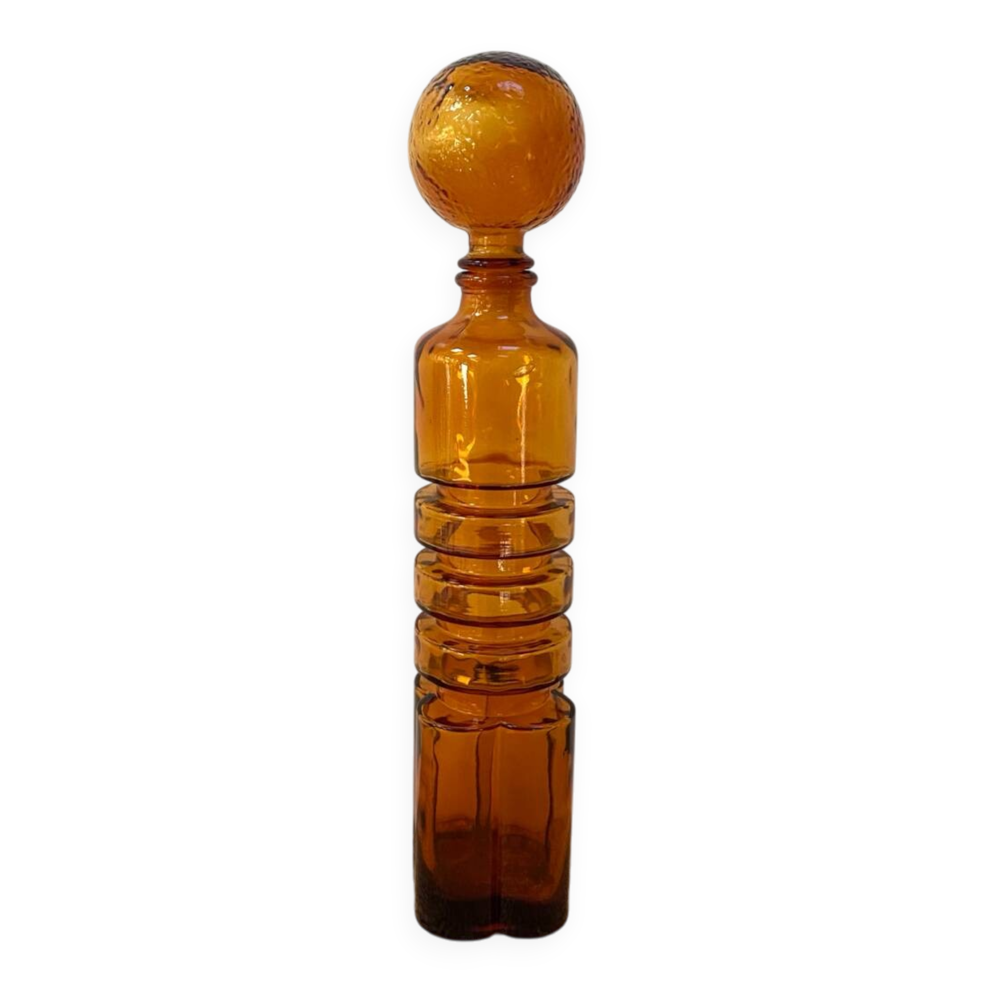 Amber carafe from Empoli from the 1960s - Quatrefoil