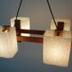 Scandinavian chandelier in perspex and teak from the 60s/70s.
