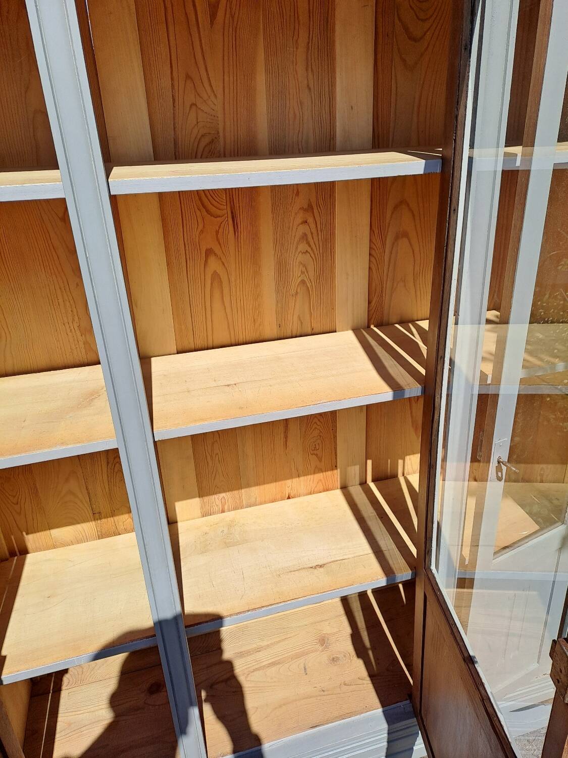 Art Deco 3-door glass bookcase