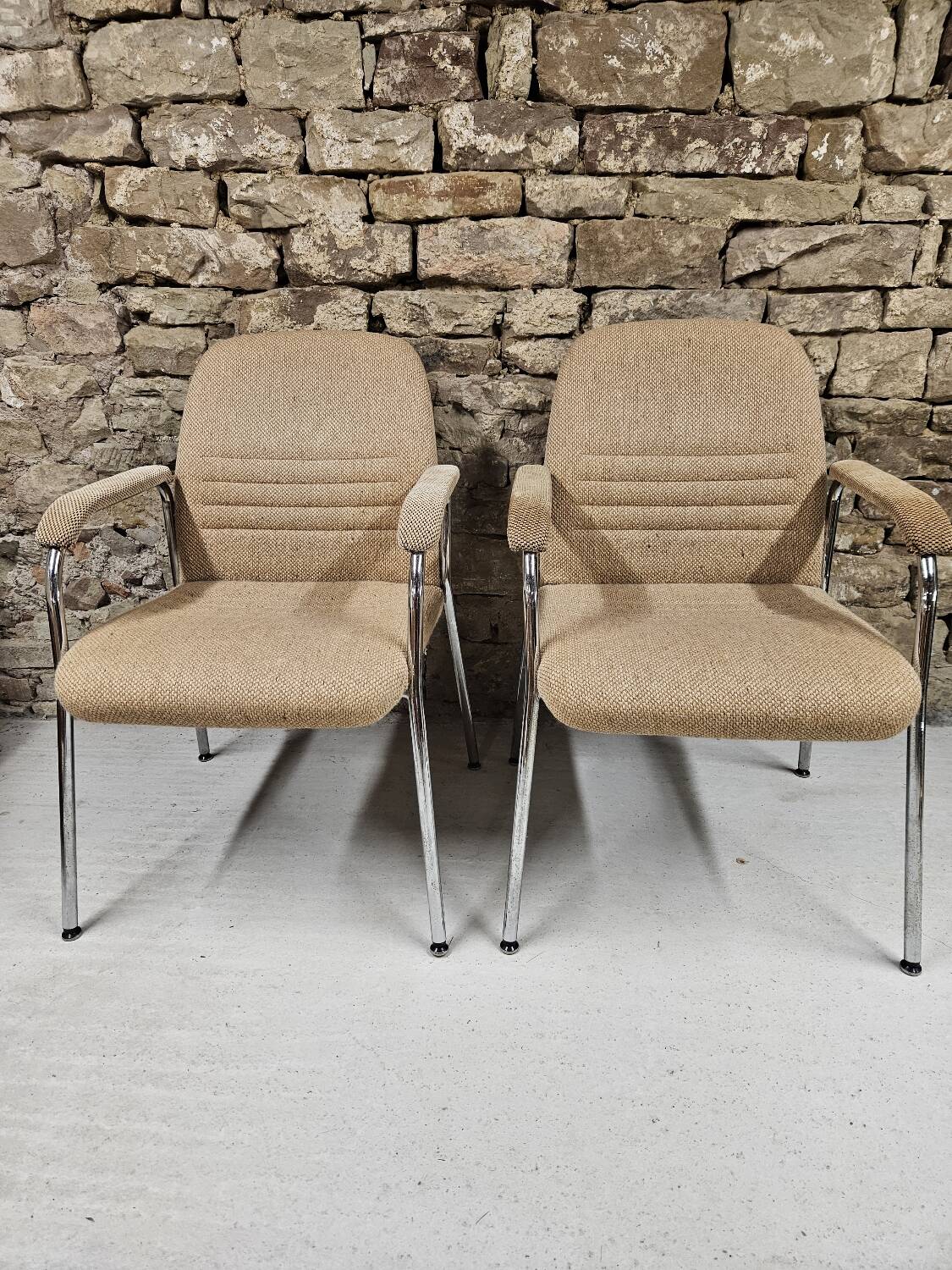 Pair of vintage 1970s Sedus bouclette wool armchairs