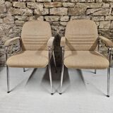 Pair of vintage 1970s Sedus bouclette wool armchairs