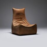 Stunning lounge chair The Rock in brown leather by Gerard Van Den Berg - Montis