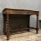 Curved console from a Renaissance hunting lodge in solid oak circa 1850