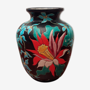 Longwy enamel vase "tropic"