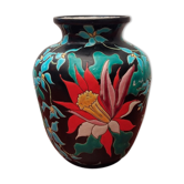 Longwy enamel vase "tropic"