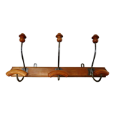 Coat rack bistro 3 hooks metal and wood 30s 40