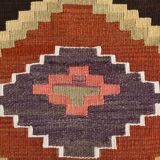 Pink & Brown Turkish Vintage Kilim Runner Rug, 77x387Cm