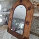 Vintage rattan arch mirror medium honey burnt leaf and metal decoration