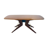 Dining table with brass pulls by società Italiana Compensati Curvati (1950s)