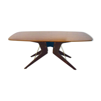 Dining table with brass pulls by società Italiana Compensati Curvati (1950s)