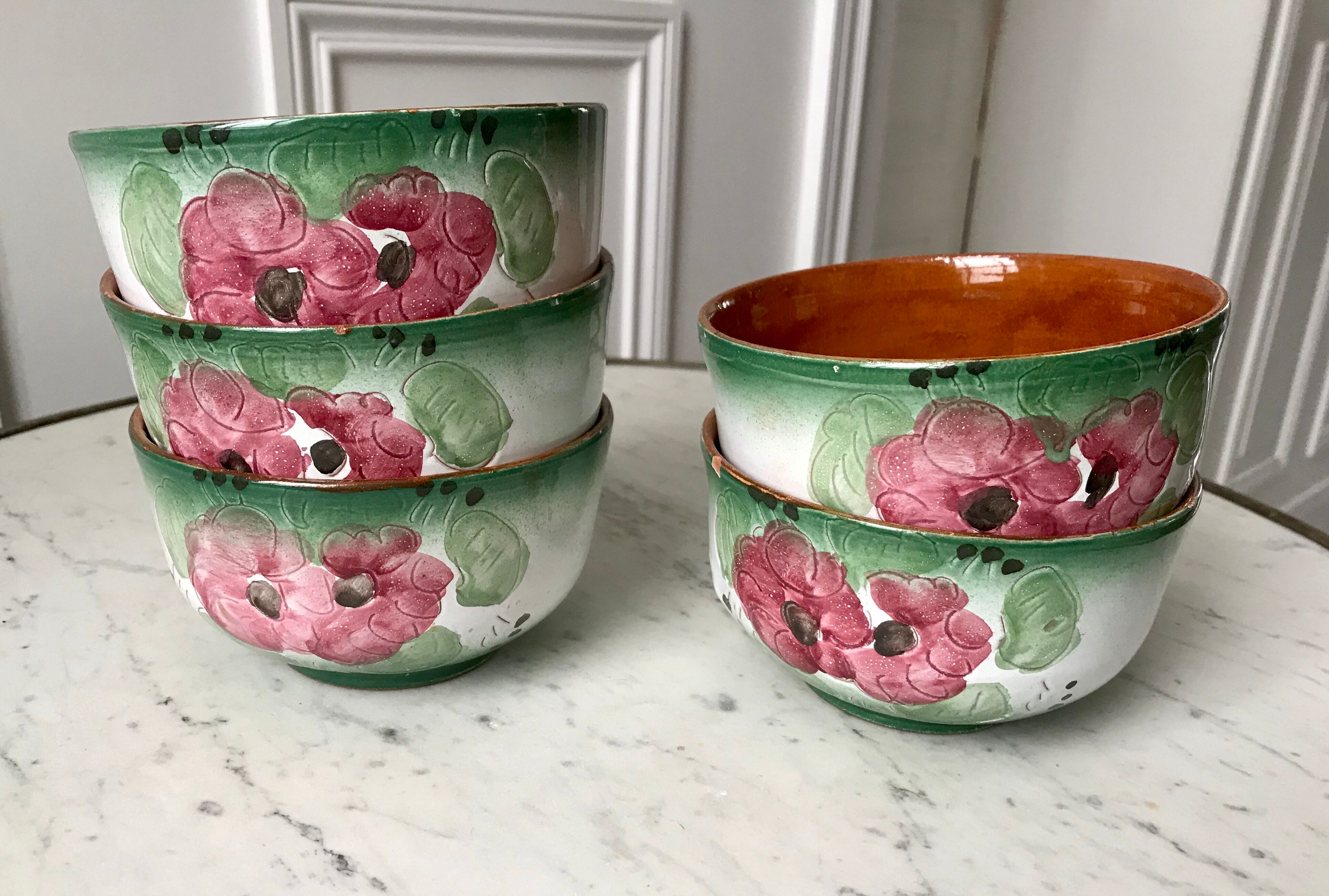 Set of 5 handmade ceramic bowls 60s