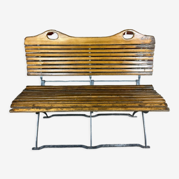 Foldable garden bench in wood and iron 1980