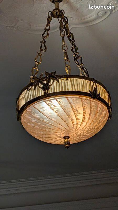 Suspension lamp Lucien Gau in bronze