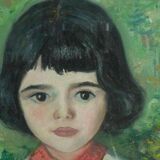 Peinture à l'huile ancienne Portrait de jeune fille impressionniste du 20ème siècle