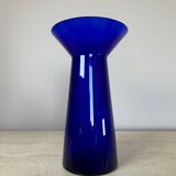 Blue crystal vase Scandinavian design Kaj Franck 70s