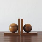 Serre-livres en bois du milieu du siècle, années 1950, lot de 2