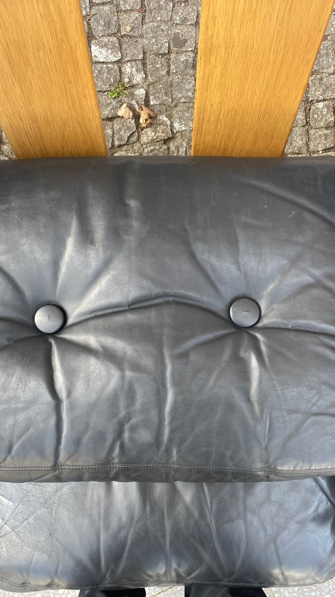 3-seater sofa in oak and leather design Eesko Pajamies for Asko model Bonanza 1970