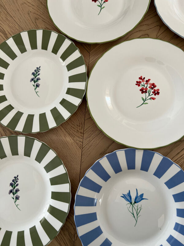 Assiettes style vintage fleurie campagne chic bohème