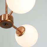 Mid-Century Modern Italian Chandelier in Copper and Opaline Glass, 1960s