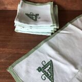 8 vintage hand-embroidered napkins - 38x38 cm - Cotton