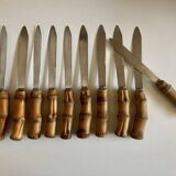 set of 11 knives with bamboo handles 1960 Riviera