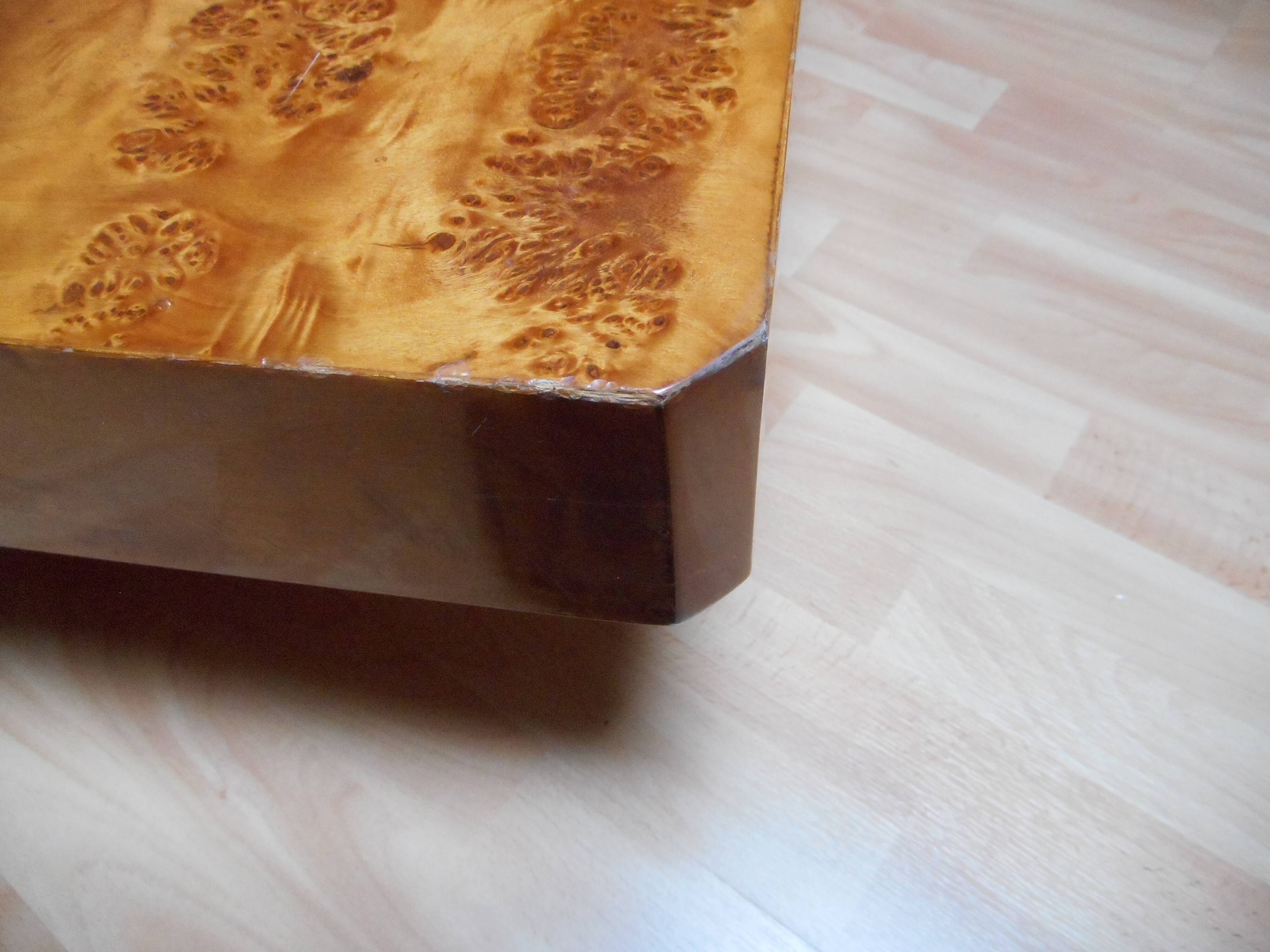 Coffee table for Roche Bobois 70s Elm loupe or thuya