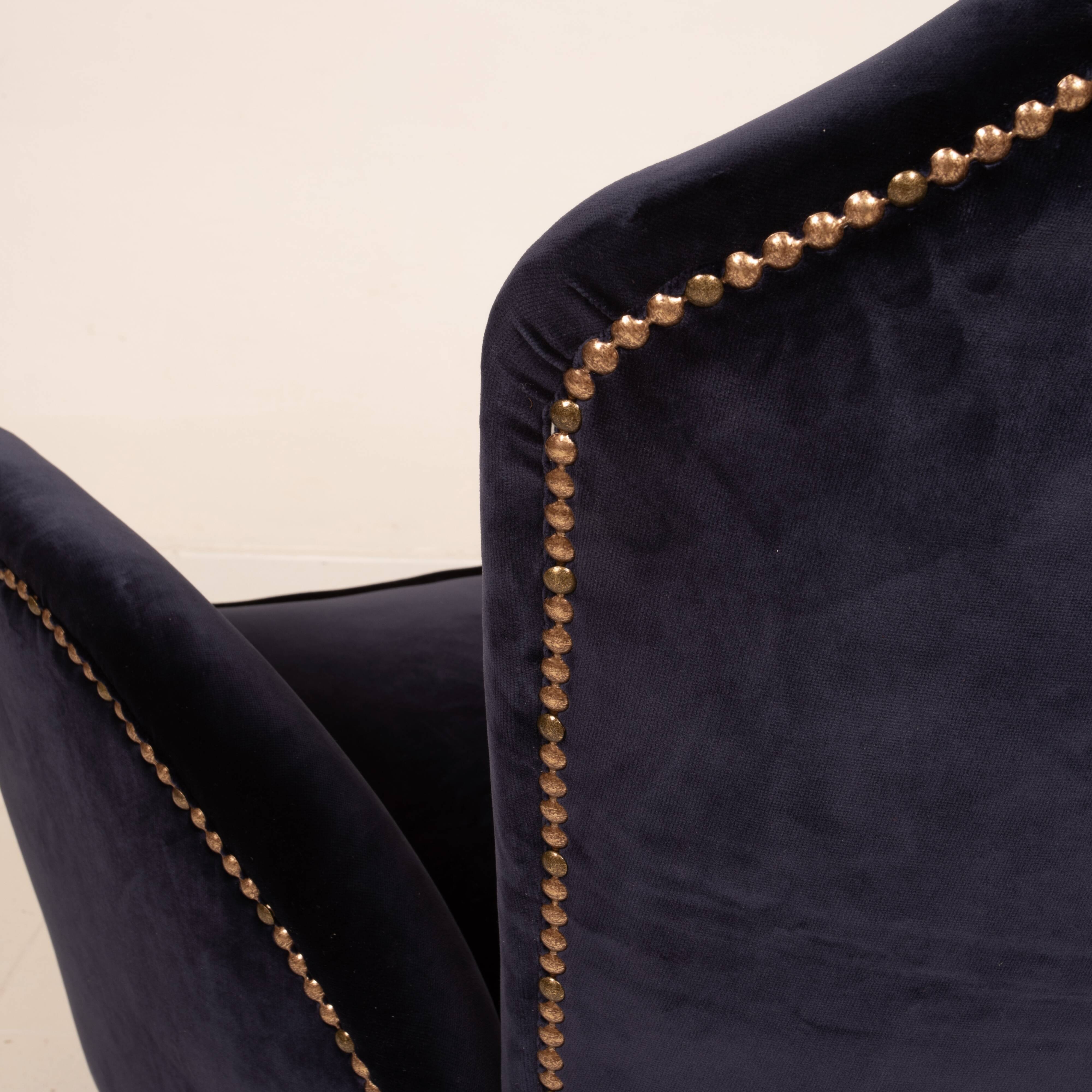 Fauteuil en velours de style mid-century Cesare Lacca pour ISA Bergamo