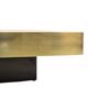 Coffee table in straw marquetry and brass. Contemporary.
