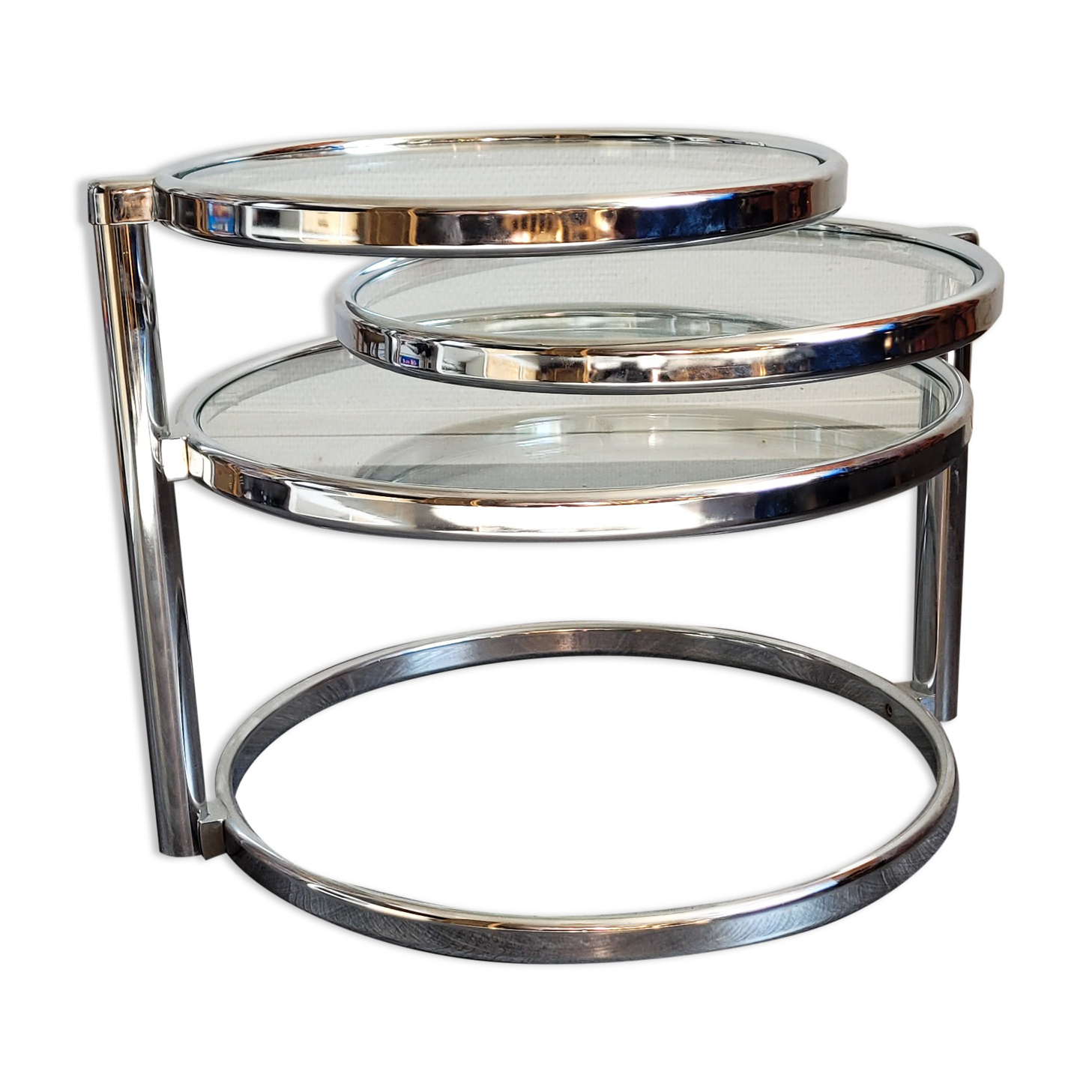 Table basse vintage Leitmotiv Swivel en métal chromé