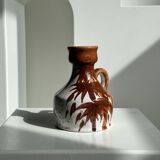 Small white and brown vase or pitcher West Germany H:15cm D:10.5cm