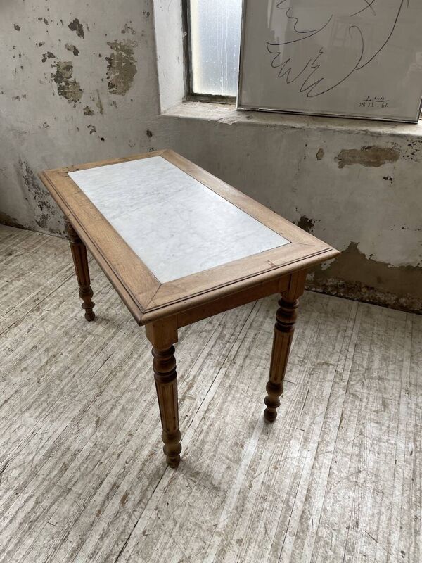 Table bistrot en noyer et marbre1890