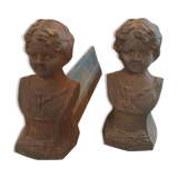 Pair of old cast iron chenets late 19th