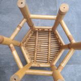 Ensemble de 3 tables gigognes vintage en bambou 70's