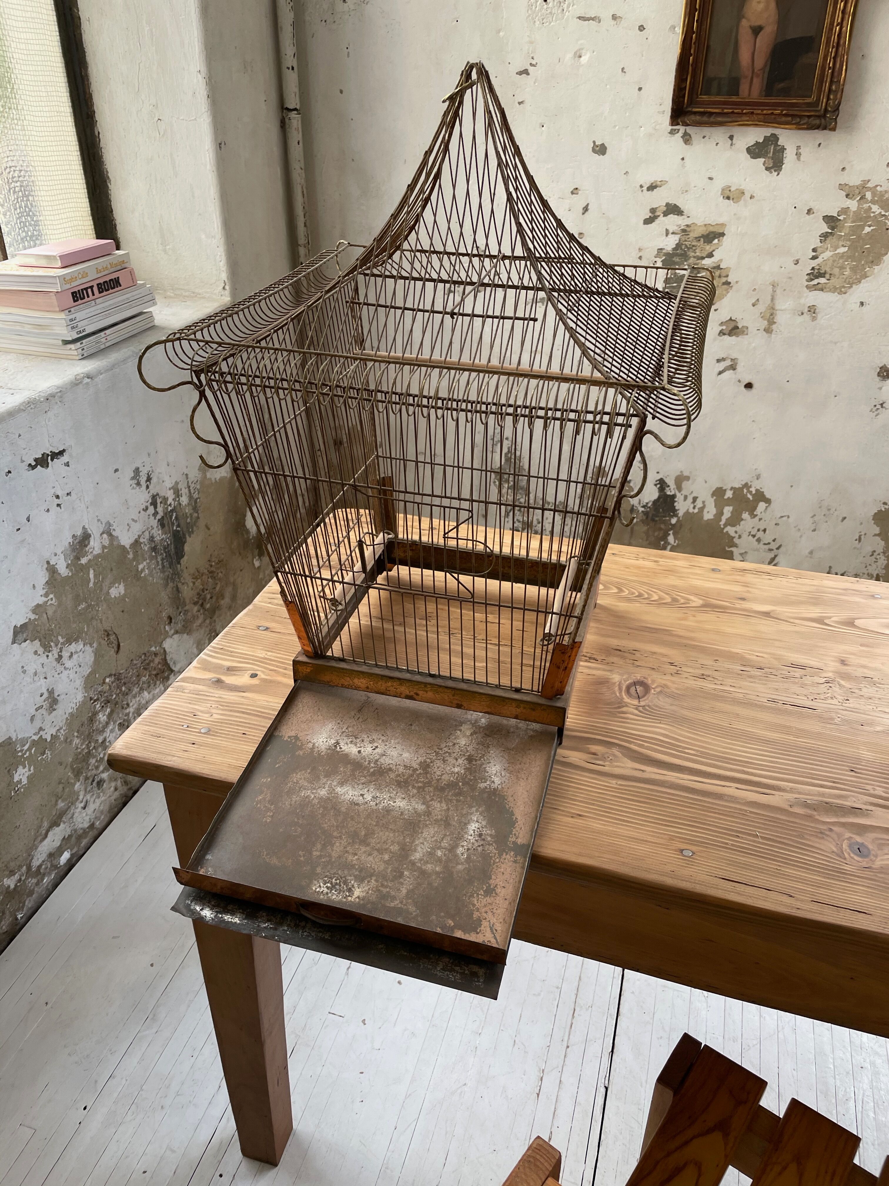 Vintage gold metal cage