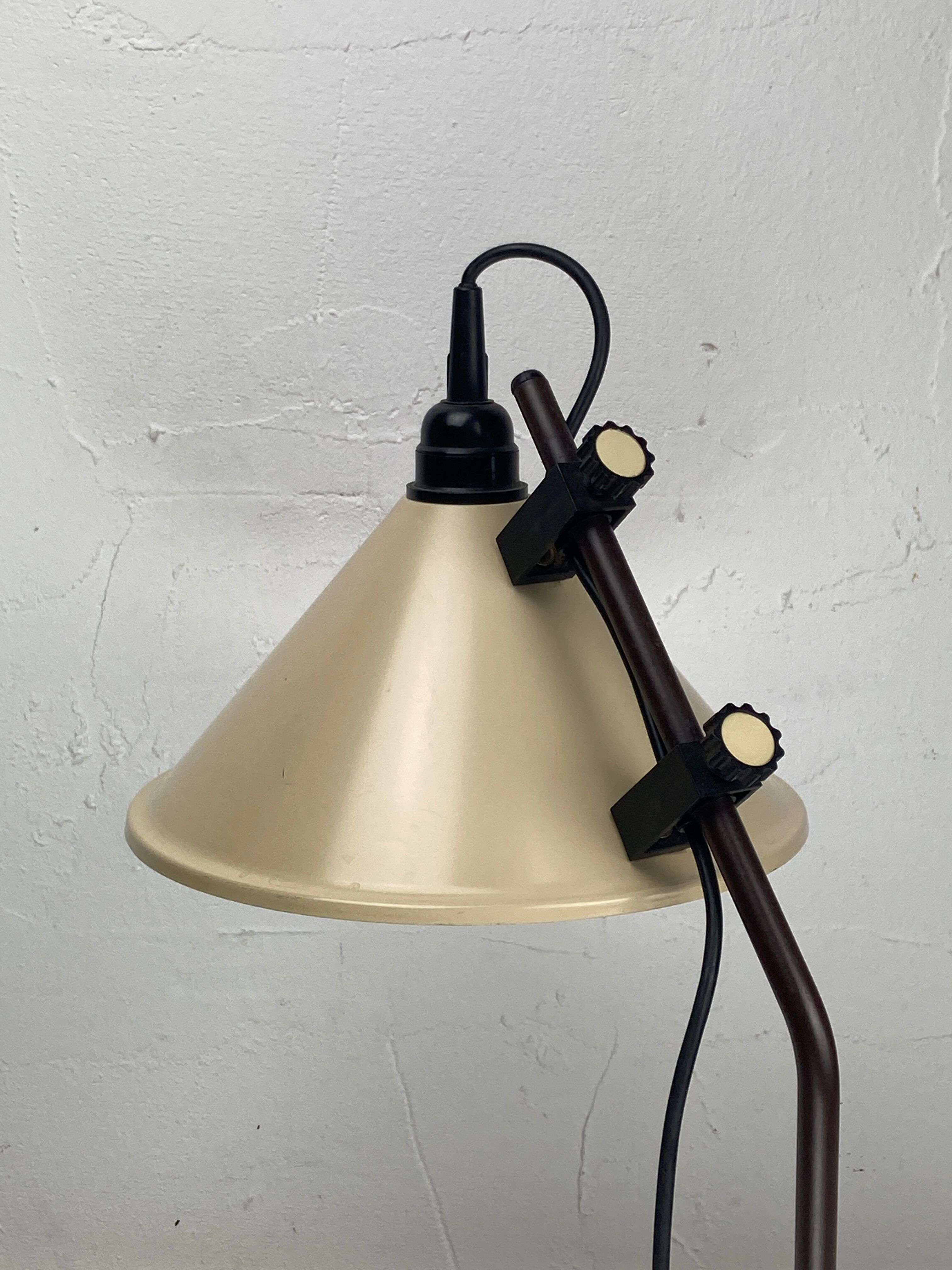 Brown metal "modernist" architectural desk lamp, Dutch 1970s