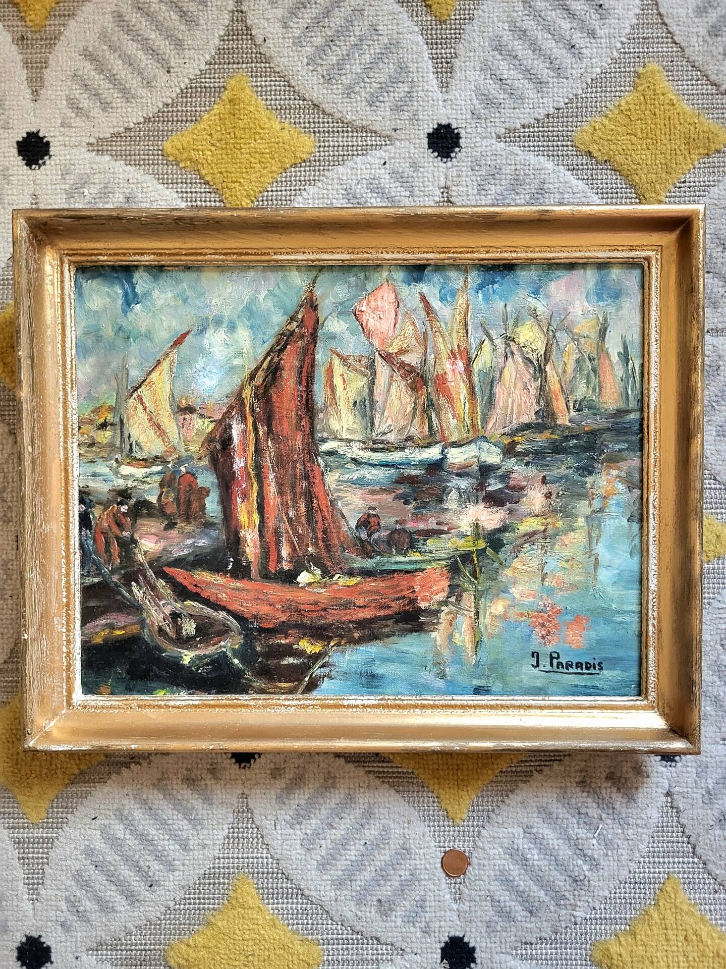 Tableau Vintage - Oil on Canvas, Signed J. Paradis – 20th Century