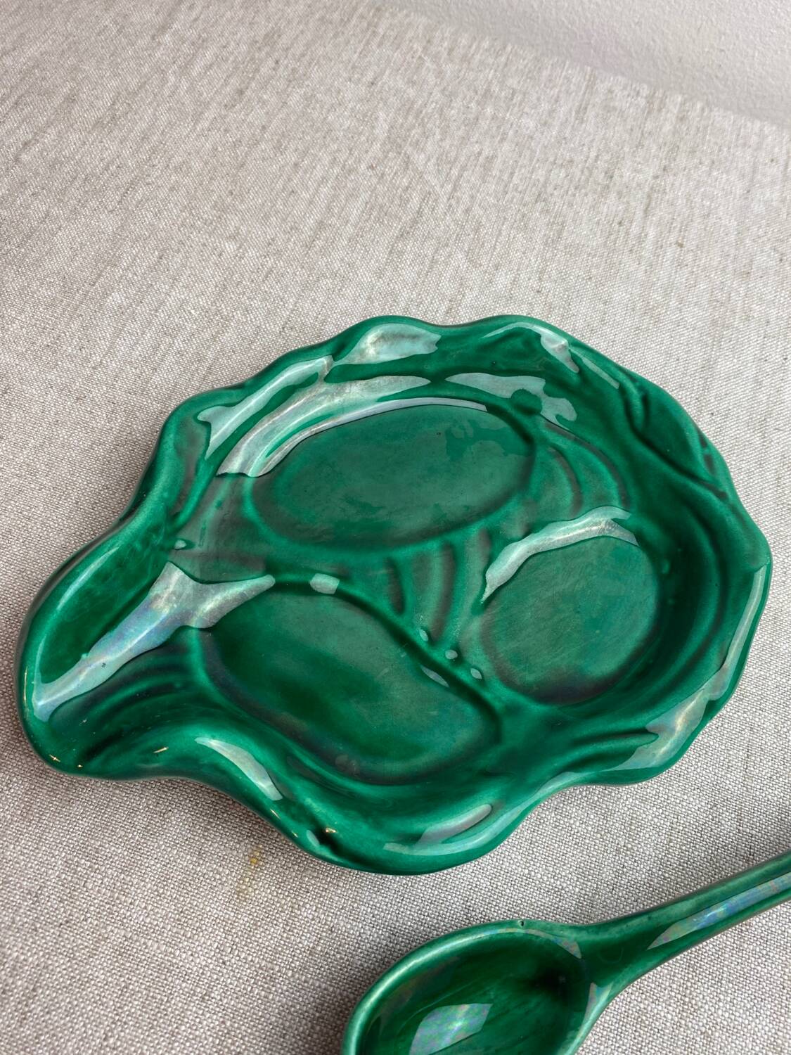 Vallauris ceramic dish and spoon