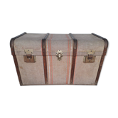 Travel malle in wood and canvas