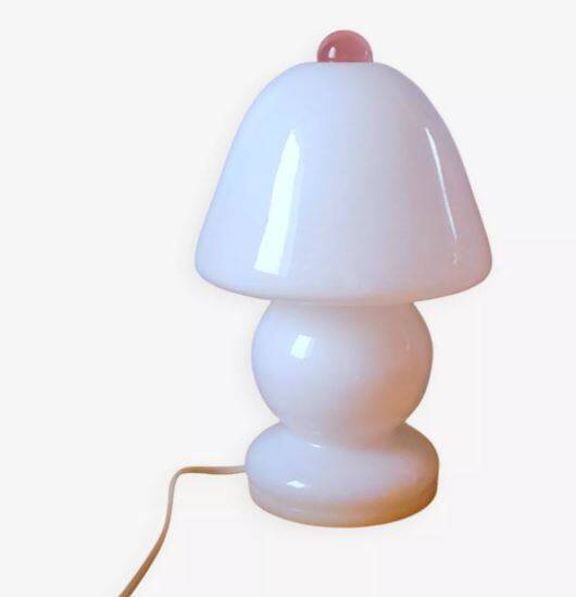 Murano opaline mushroom lamp, 1970