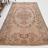 5x9 hand knotted brown vintage tapis rug, 276x160cm