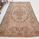 5x9 hand knotted brown vintage tapis rug, 276x160cm
