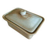 Vintage stoneware butter dish Village CNP with lid