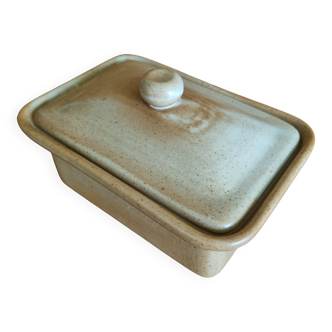 Vintage stoneware butter dish Village CNP with lid